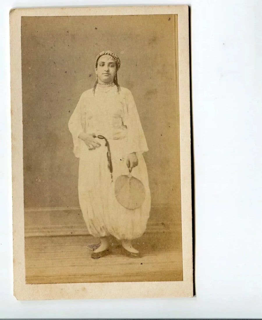 Orientalist Woman Fan – Boyer Alger Studio 1870 CDV Photo - 4