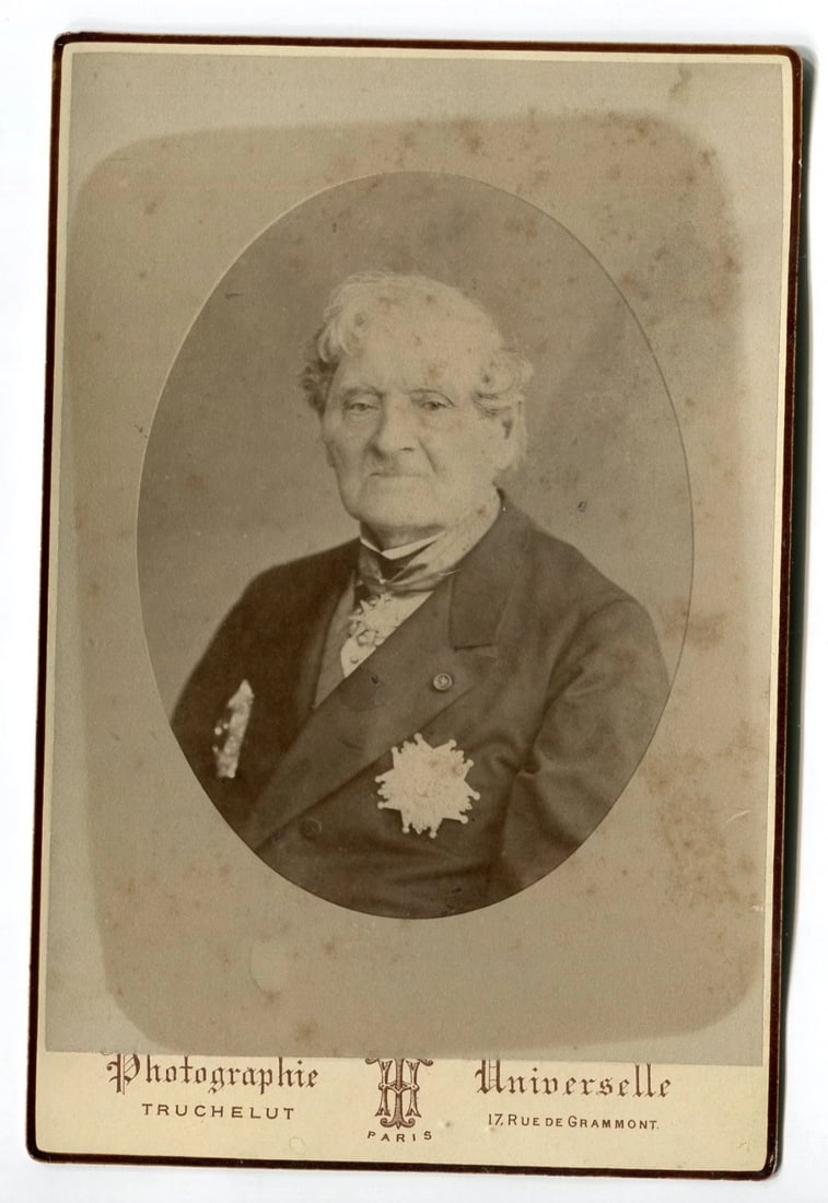 Antique French Cabinet Card Elderly Marquis Nobleman Portrait Medal Paris 1877 - 5