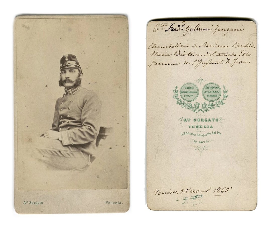 Galvani Zenzani Military Comte – Albumen Portrait CDV Photograph - 5