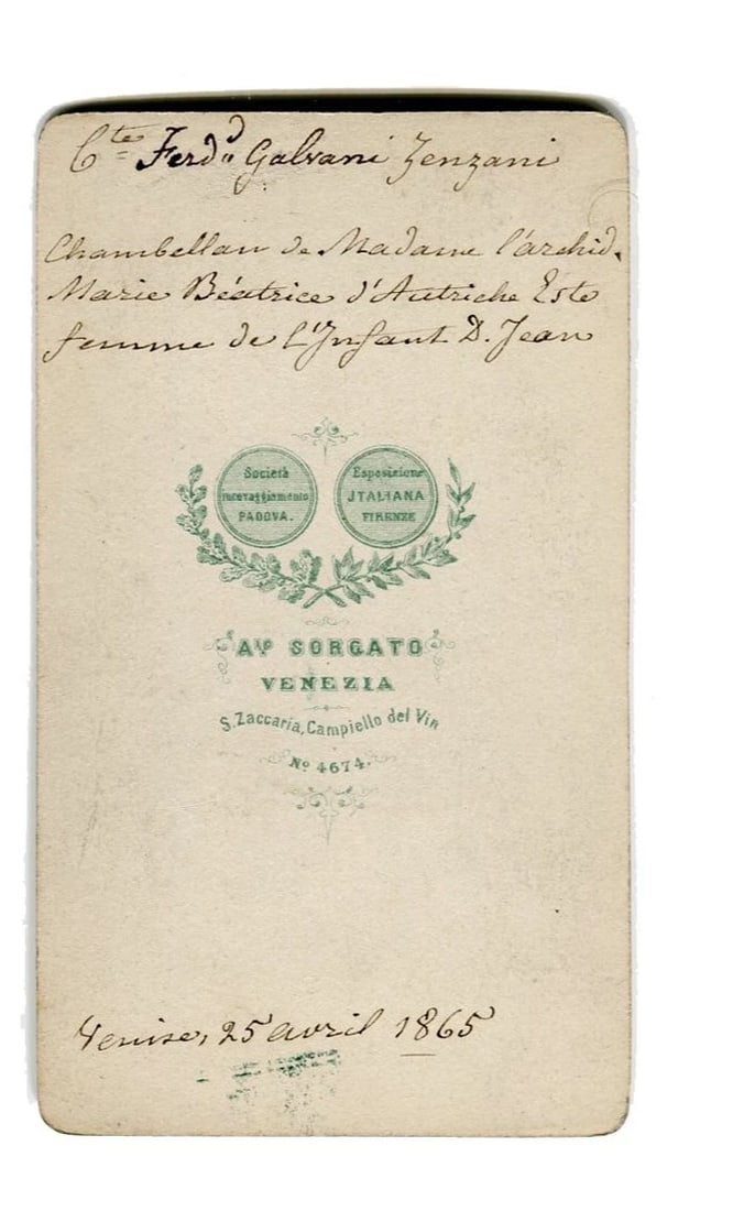 Galvani Zenzani Military Comte – Albumen Portrait CDV Photograph - 8