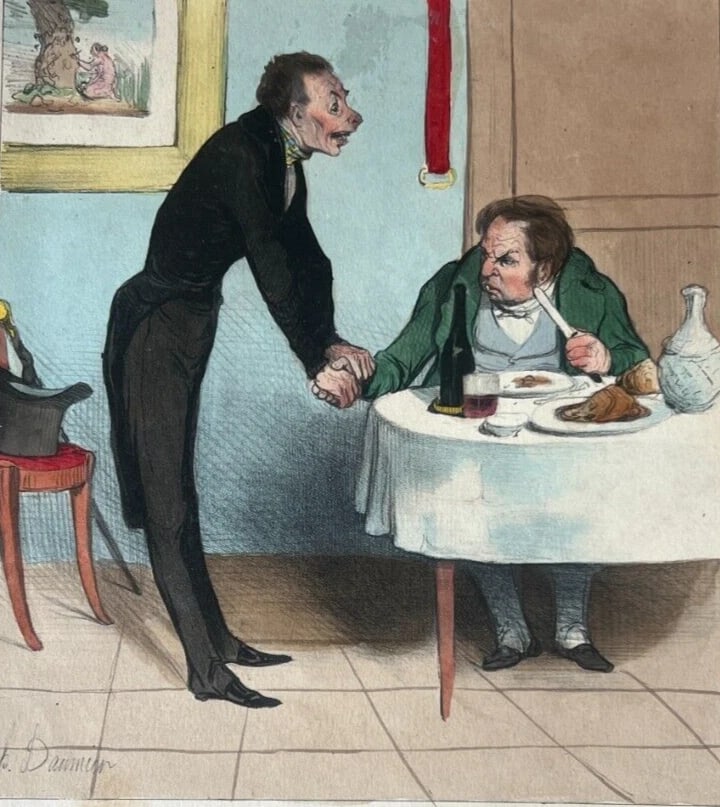 Antique Print 19th century Caricature Daumier, Le Lierre Plante Parasite: Title: Antique Print 19th century Caricature Daumier, Le Lierre Plante Parasite Description: 27 x 36 cm stains, folds Reserve: $70.00 Shipping: Domestic: Flat-rate of $20.00 to anywhere within the