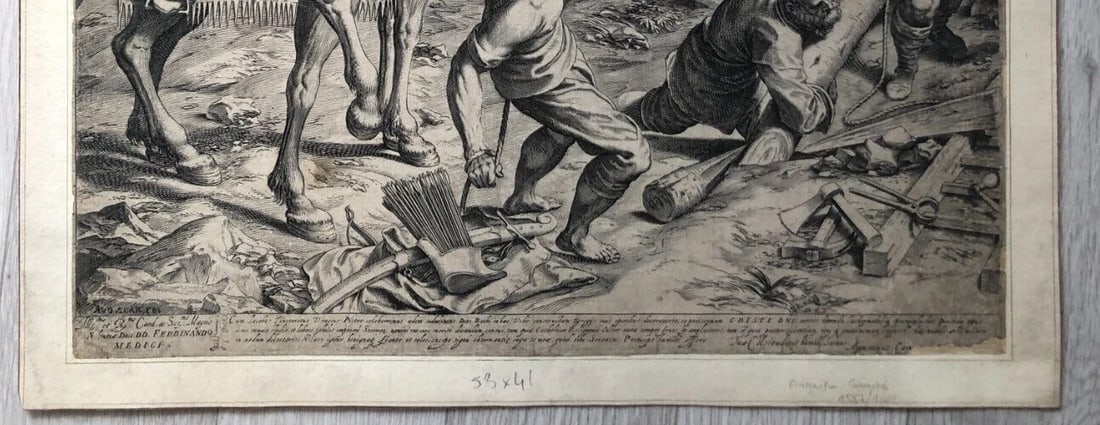 Agostino CARRACCI (1557-1602) the crucifixion Antique Etching - 6