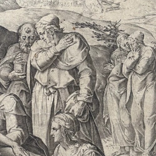 Antique Etching Cornelis CORT (1533-1578) Entombment of Christ, Religious Scene - 4