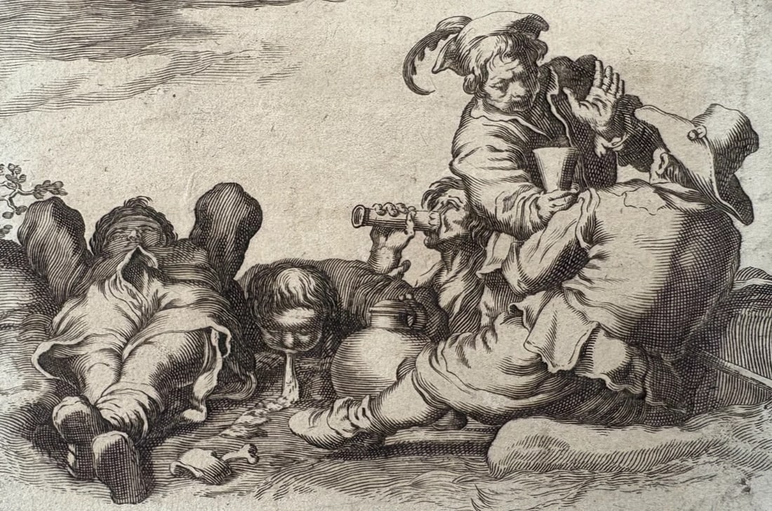 Antique Original Etching Pieter I DE JODE (c.1570-1634): Title: Antique Original Etching Pieter I DE JODE (c.1570-1634) Description: Engraving on paper 10.5 x 15.5 cm stains, laminated on paper Reserve: $400.00 Shipping: Domestic: Flat-rate of $20.00 to