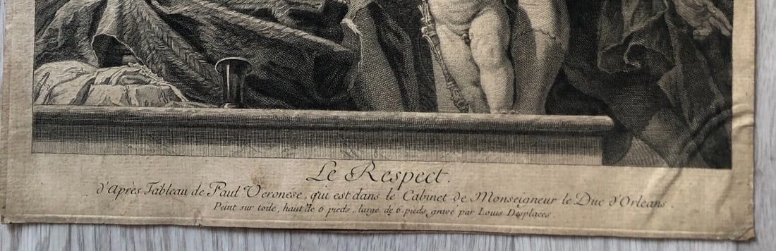 Louis DESPLACES (1682-1739) Respect, Cupid and Woman Etching Antique Original - 5