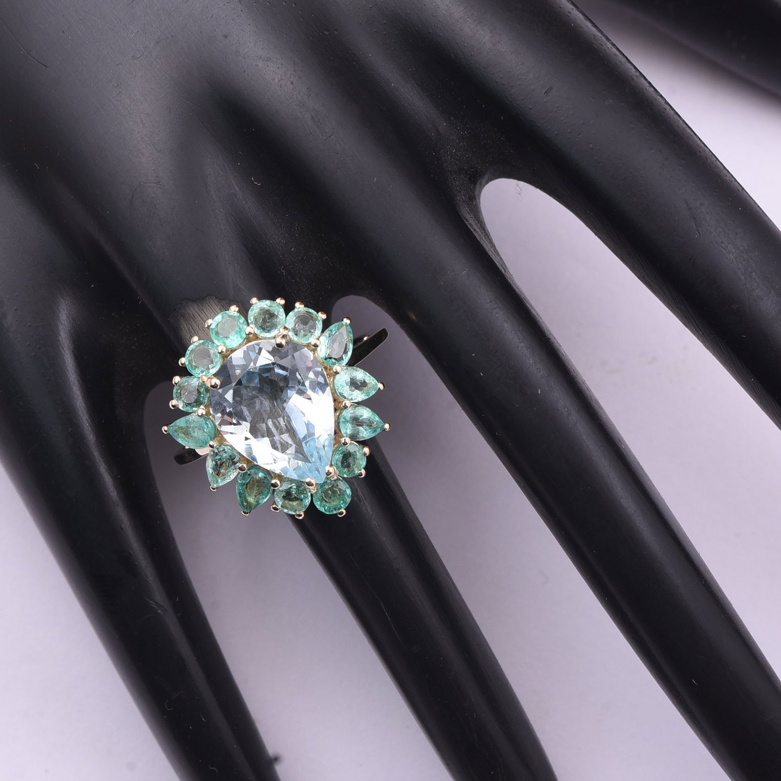 4.54 Ct Pear Aquamarine 9K Gold Ring - 2