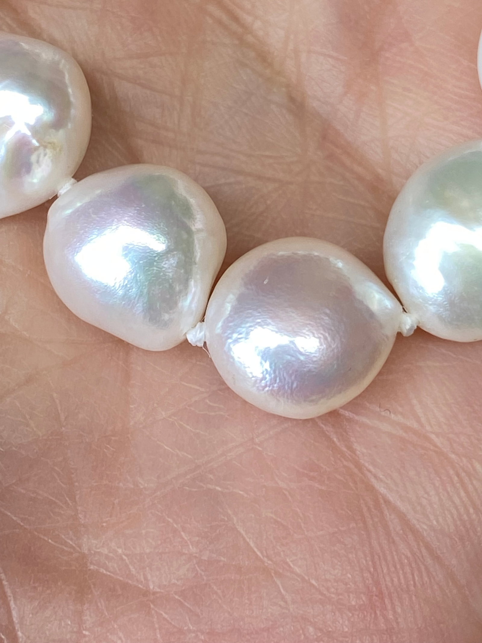 12mm South Sea Large Natural White Iridescent Baroque Pearl Bracelet - 3