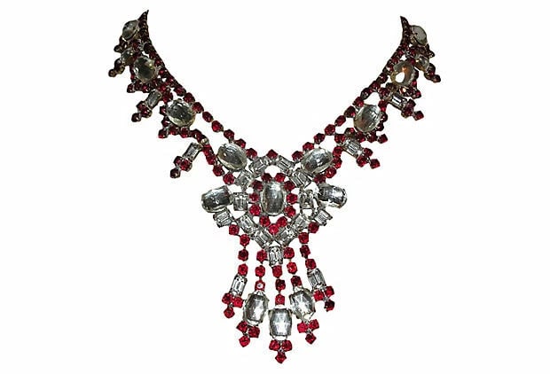 Husar D. Czech Red Rhinestone Festoon Necklace (1 of 8)