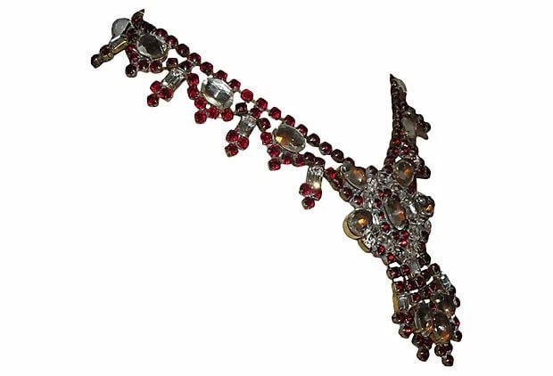 Husar D. Czech Red Rhinestone Festoon Necklace - 3