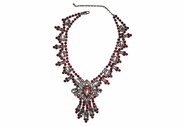 Husar D. Czech Red Rhinestone Festoon Necklace - 5