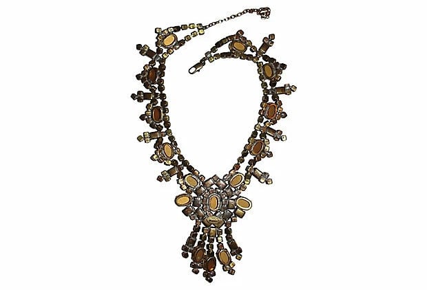 Husar D. Czech Red Rhinestone Festoon Necklace - 6