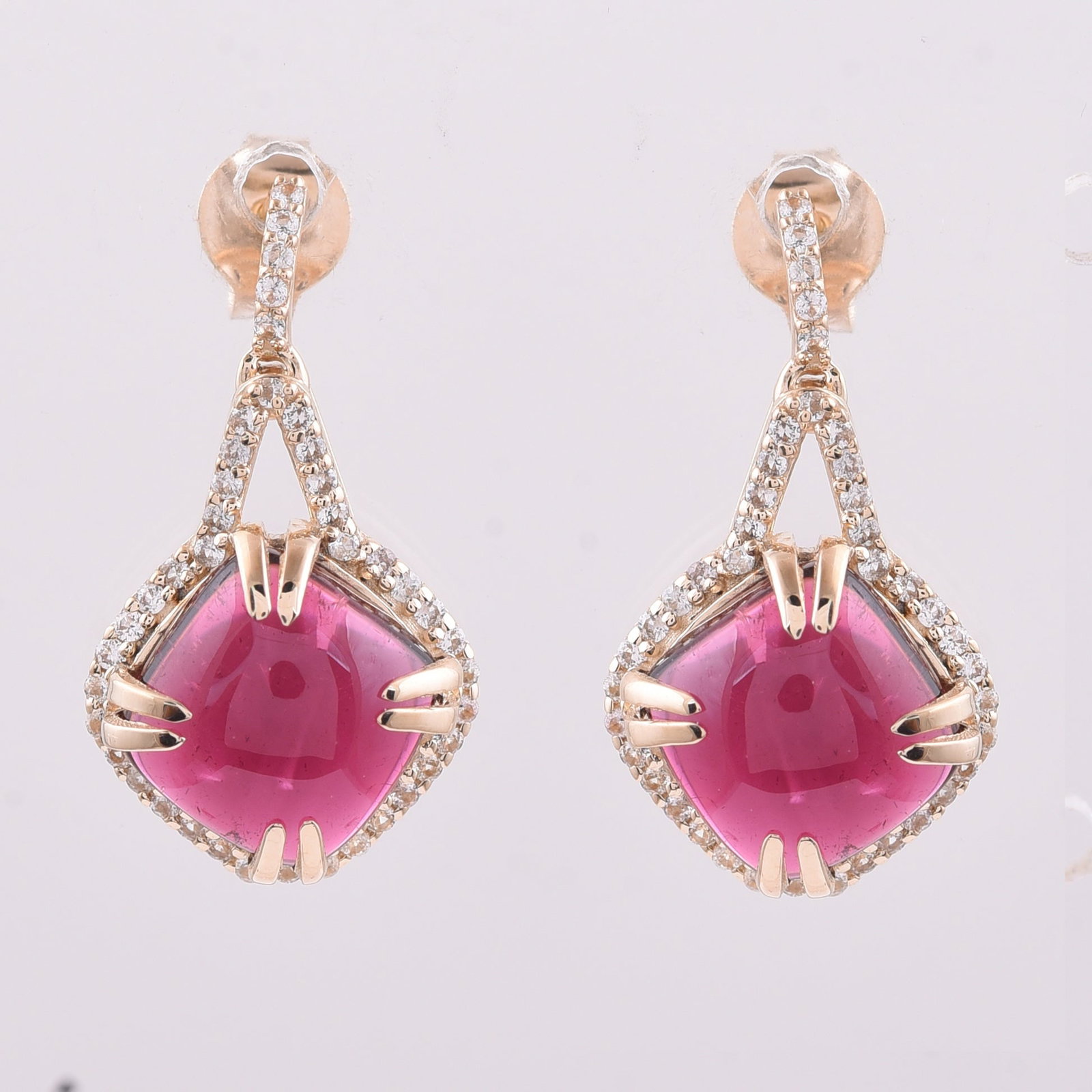 5.59 Ct Cushion Tourmaline 9K Gold Earrings (1 of 5)