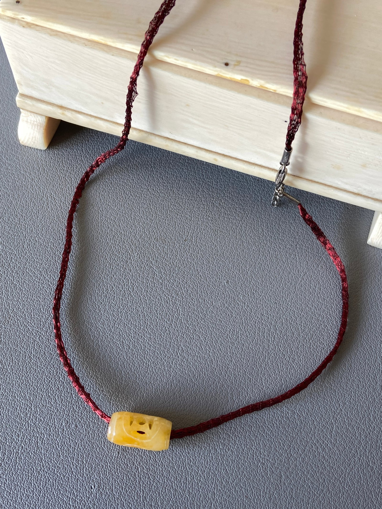 Antique Hand-Carved Yellow Jade Bead Pendant (1 of 8)