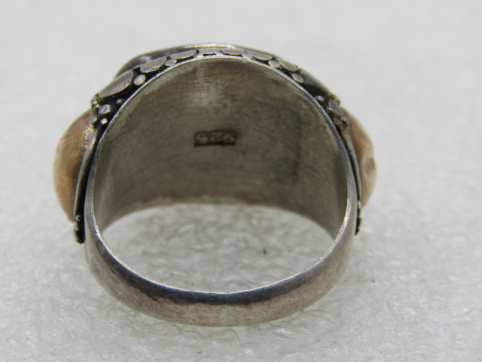 Vintage Sterling and 22kt Southwestern Turquoise Ring, Sz. 6 - 7