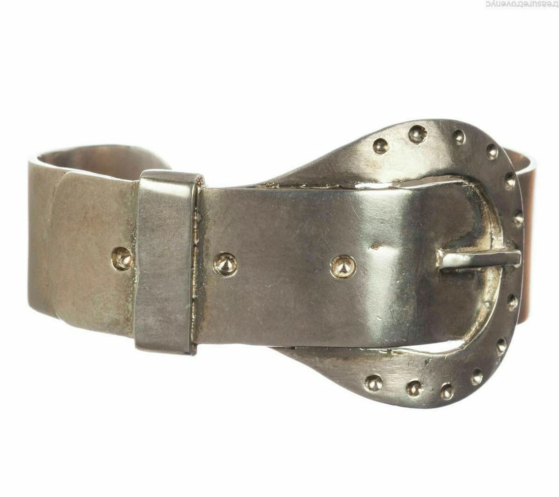 Sterling Silver Buckle Cuff Bracelet Unisex Alberto Juan - 2