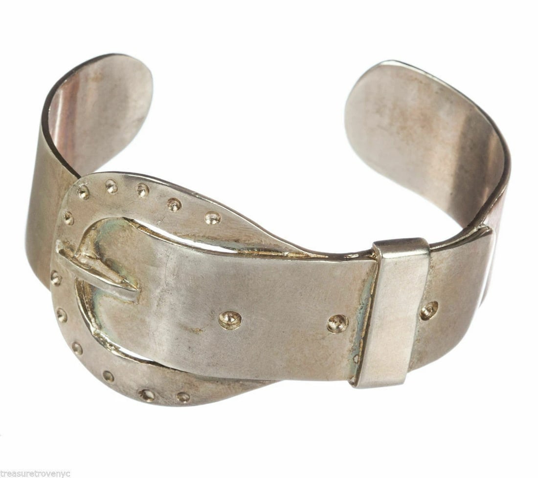 Sterling Silver Buckle Cuff Bracelet Unisex Alberto Juan - 3