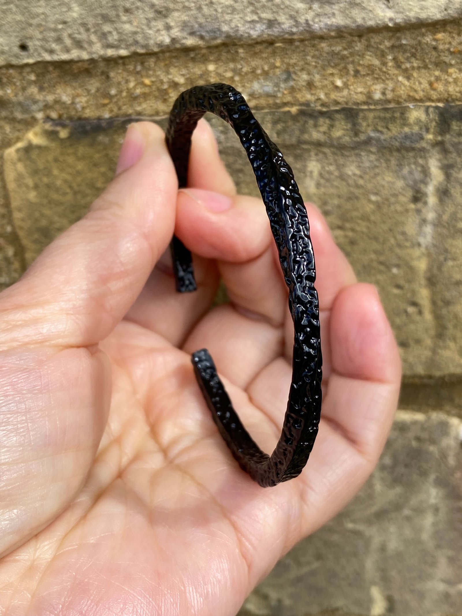 Forged Midnight Bangle - Textured Titanium Steel Adjustable - 10