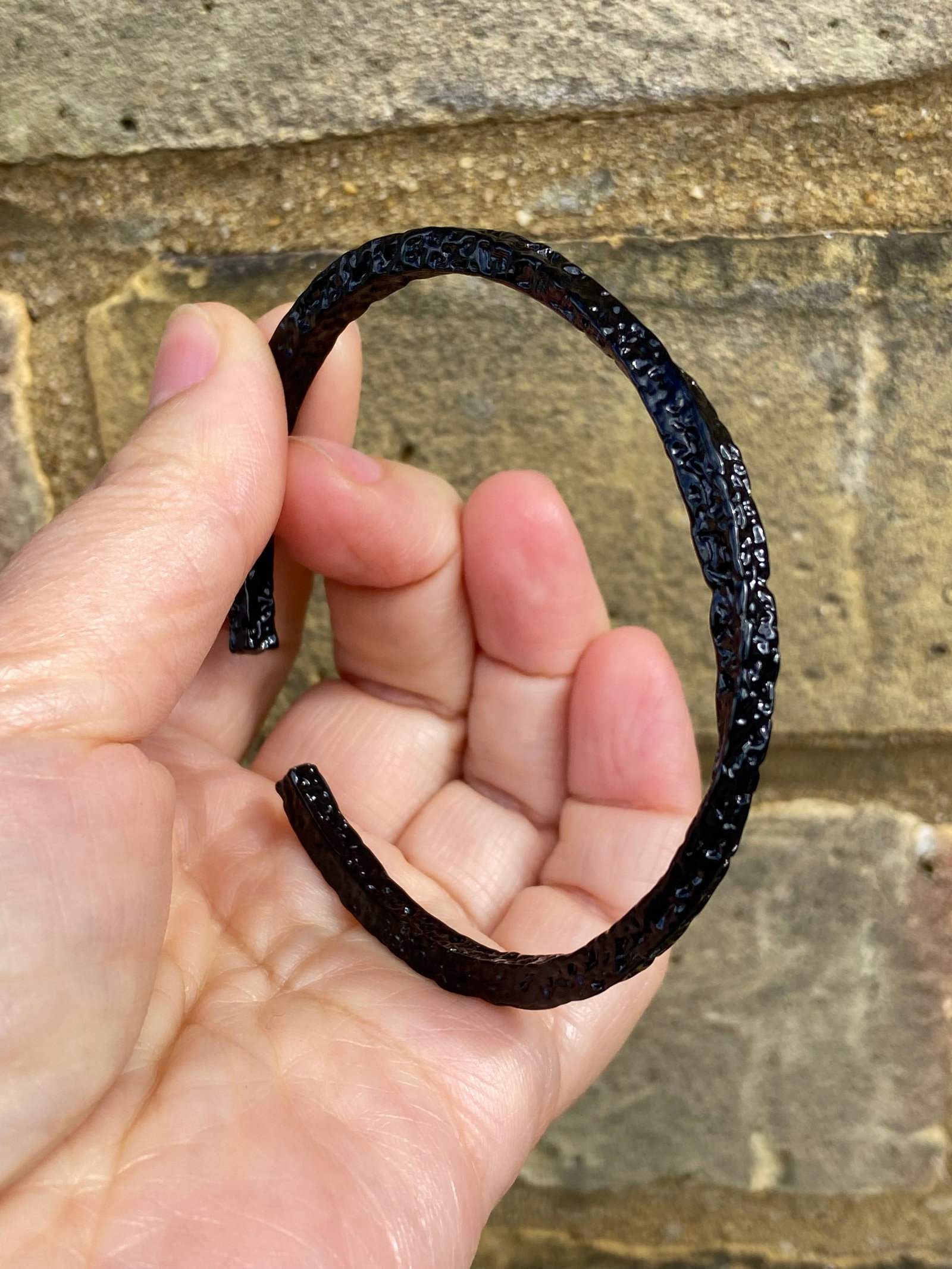 Forged Midnight Bangle - Textured Titanium Steel Adjustable - 11