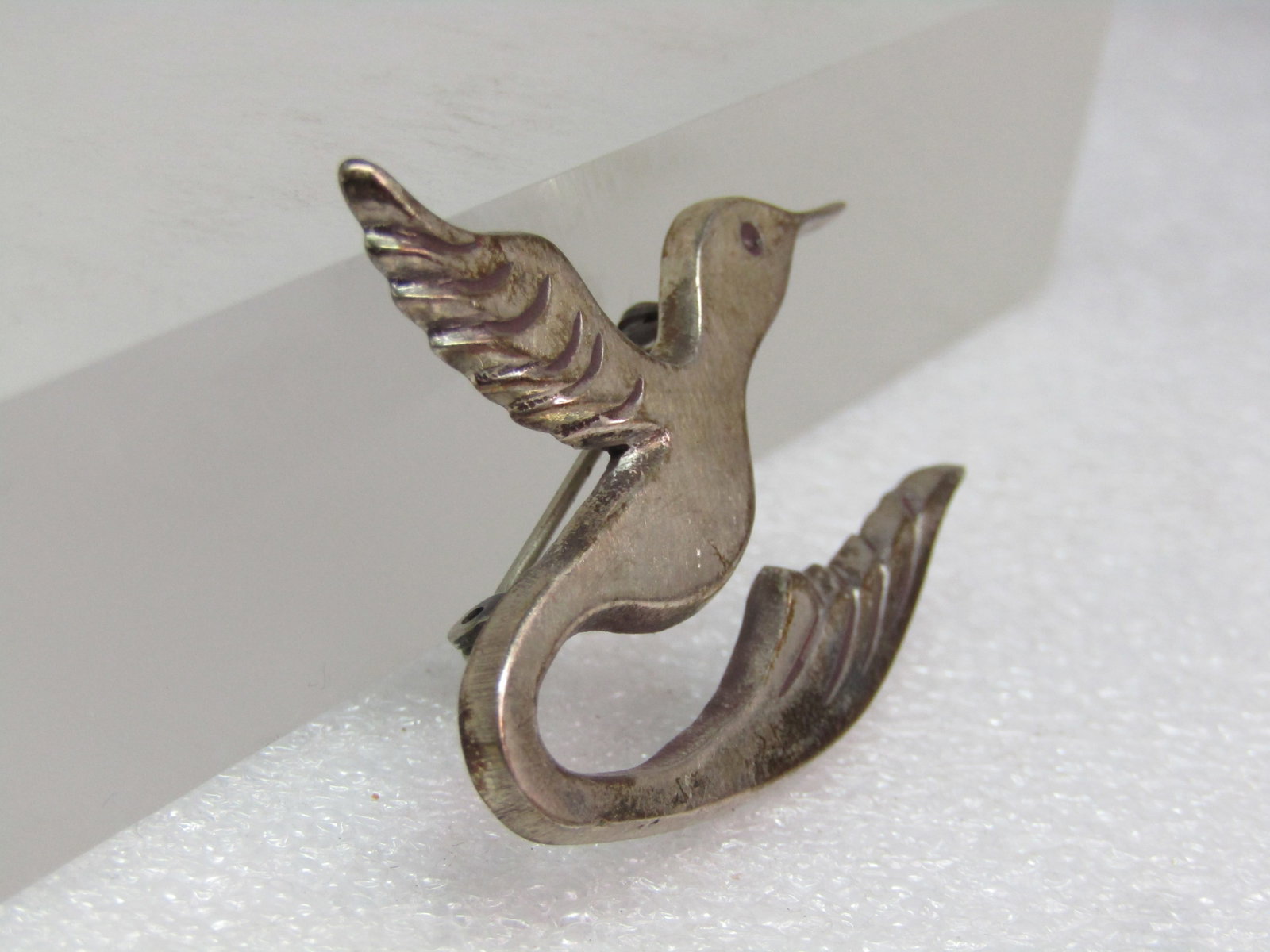 Vintage Sterling Hummingbird Brooch, Signed A.M., Possibly Navajo, 1960's - 2