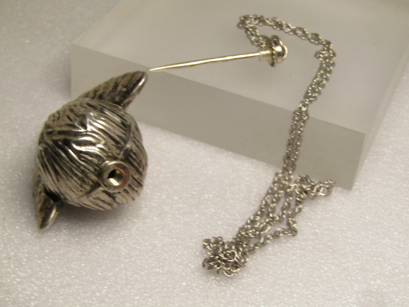 Vintage Sterling Silver Cherub Head Bottle Pendant/Necklace Signed NYCO, 1970's - 2