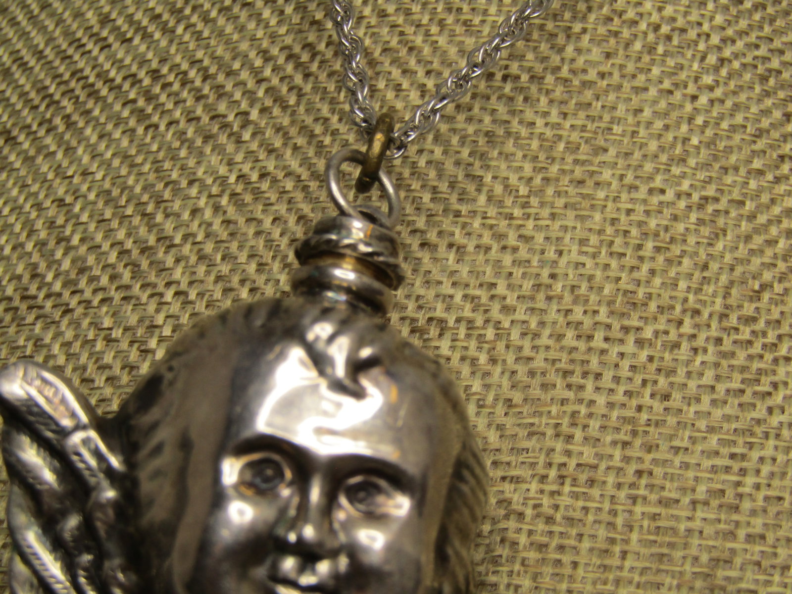 Vintage Sterling Silver Cherub Head Bottle Pendant/Necklace Signed NYCO, 1970's - 5