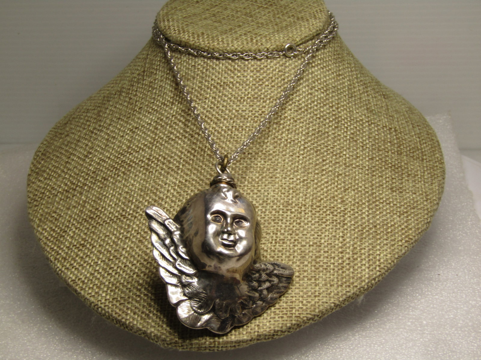Vintage Sterling Silver Cherub Head Bottle Pendant/Necklace Signed NYCO, 1970's - 6
