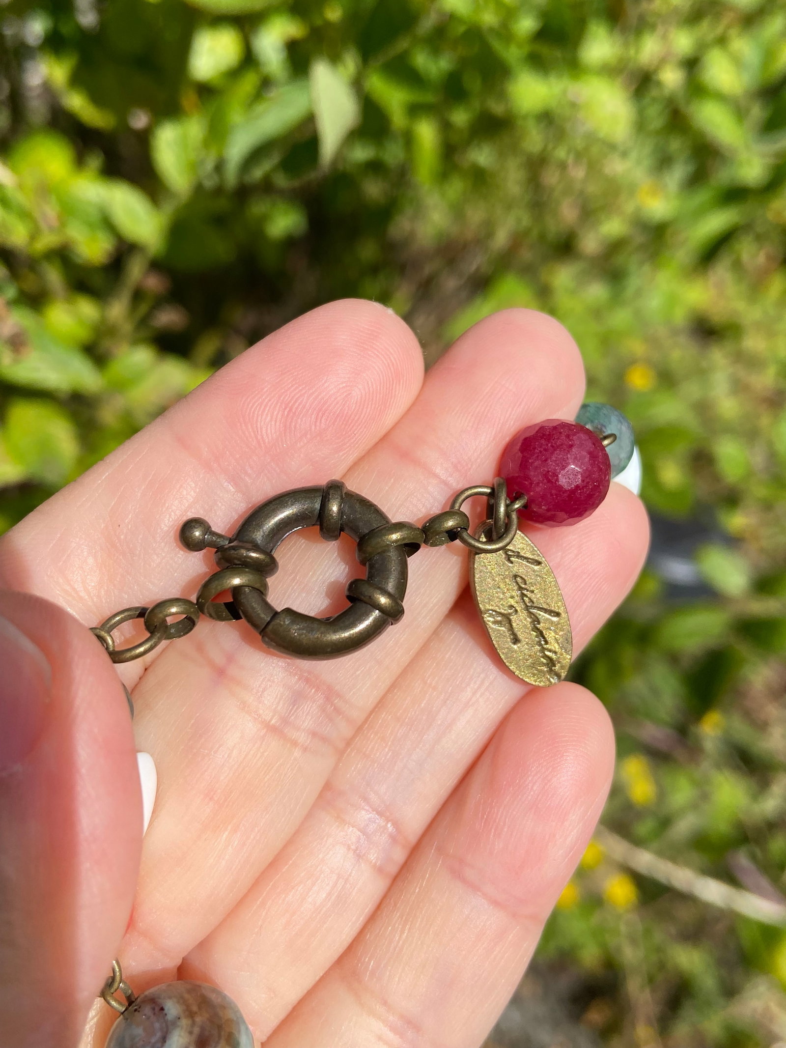 Vintage Chunky Multi-Gemstone Necklace with Large Agate Pendant - 8