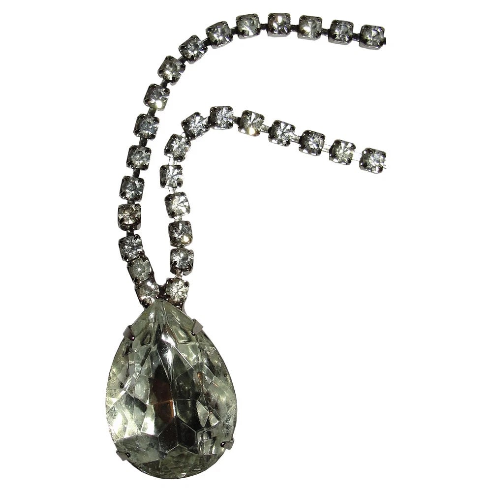 Kenneth Lane Tear Drop Rhinestone Necklace (1 of 7)