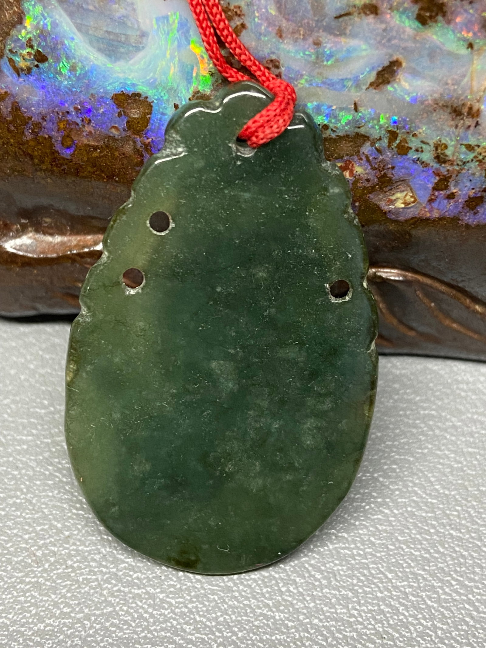 Vintage Jadeite Jade Zodiac Horse Pendant - 2