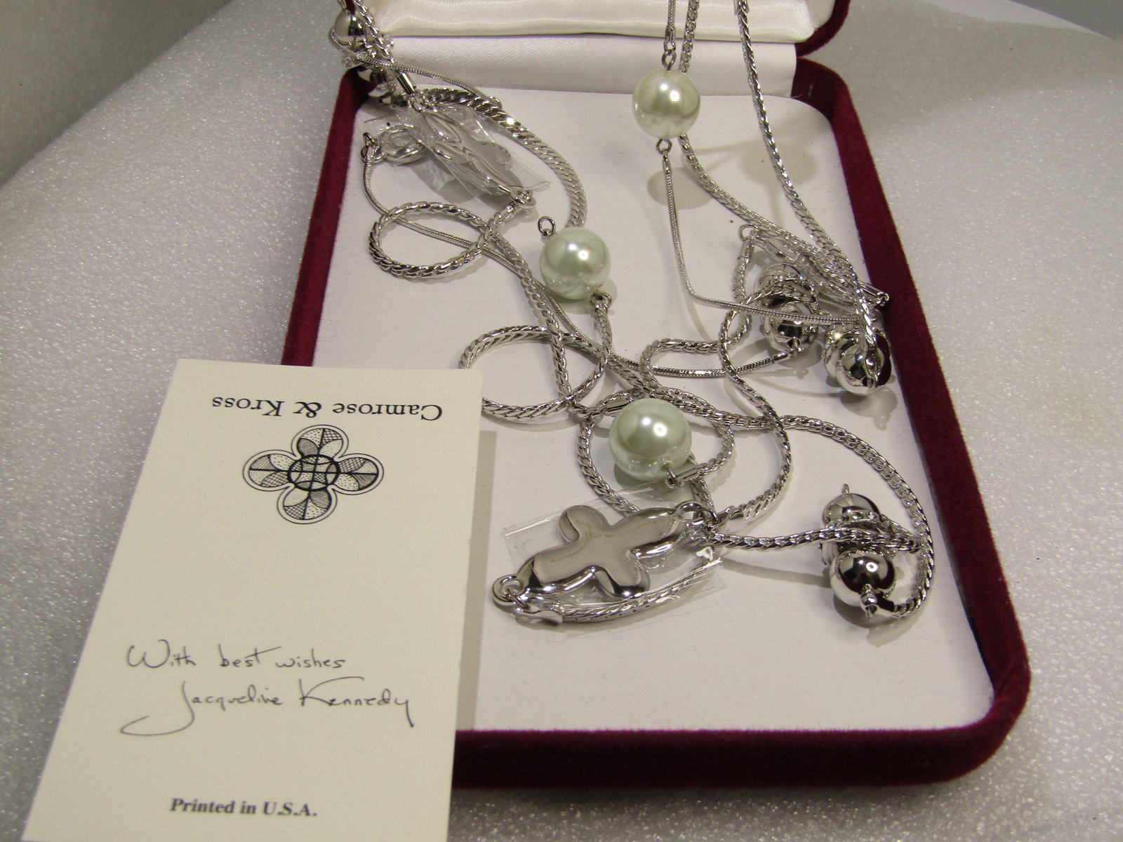 JBK Camrose and Kross Pearl Necklace, Triple Strand Necklace - 2