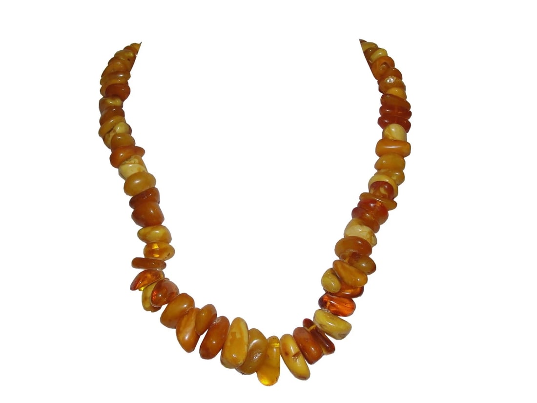 Large Baltic and Cognac Amber Nugget Bead Necklace (1 of 6)
