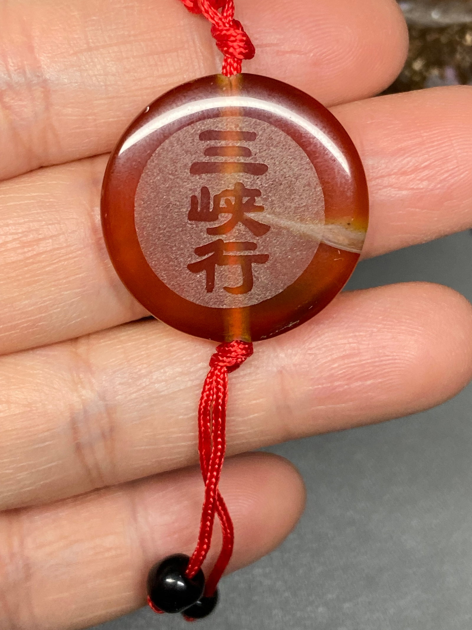 Vintage Red Agate Zodiac Monkey Pendant Necklace - 3