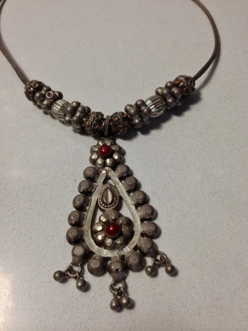 Southeast Asian Sterling Silver Enameled Necklace - 2
