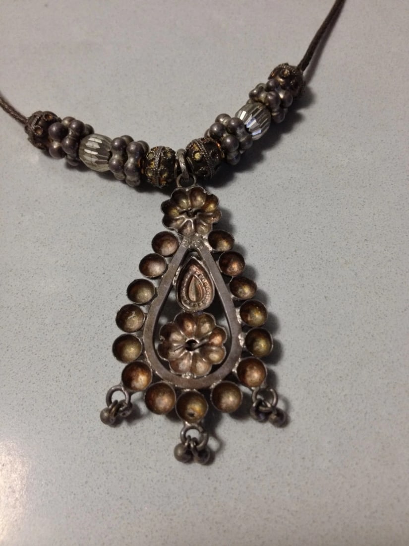 Southeast Asian Sterling Silver Enameled Necklace - 3