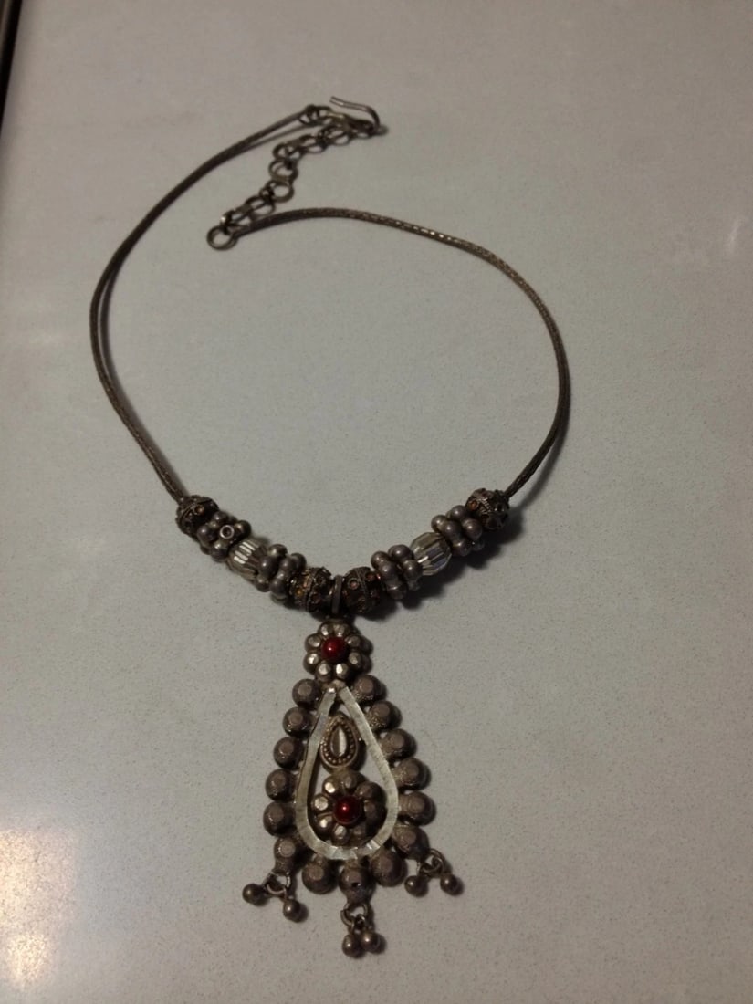 Southeast Asian Sterling Silver Enameled Necklace - 6