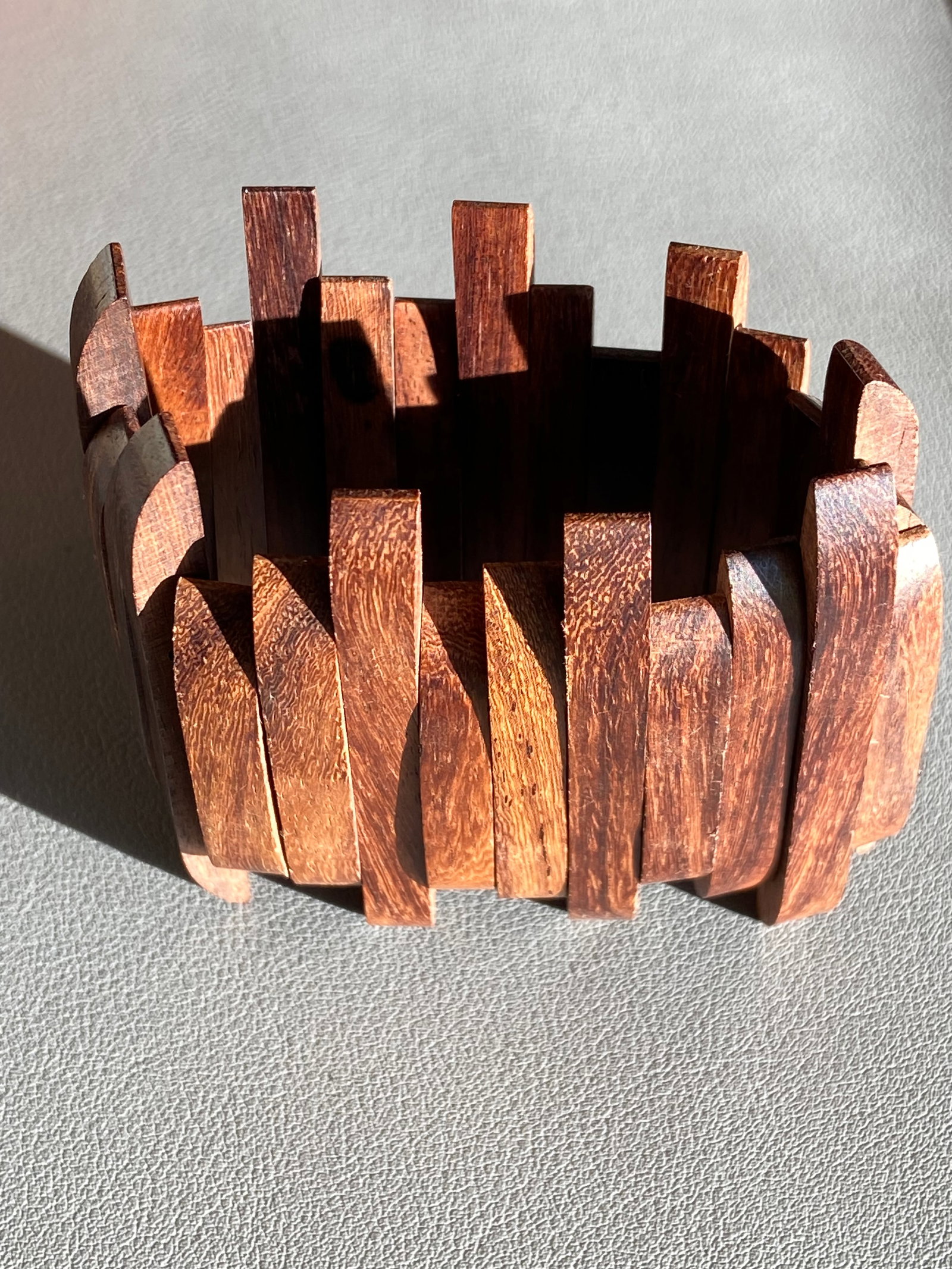 Art Deco Elastic Bracelet Exotic Rosewood Panel Design - 12