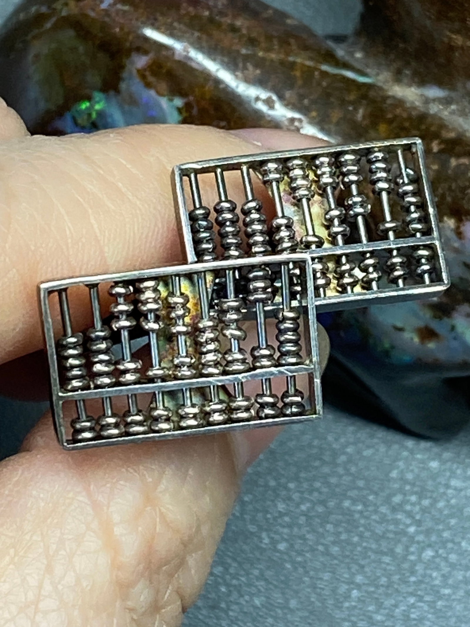 A Pair of Chinese Export Sterling Silver Abacus Cufflinks, Republic Period - 10