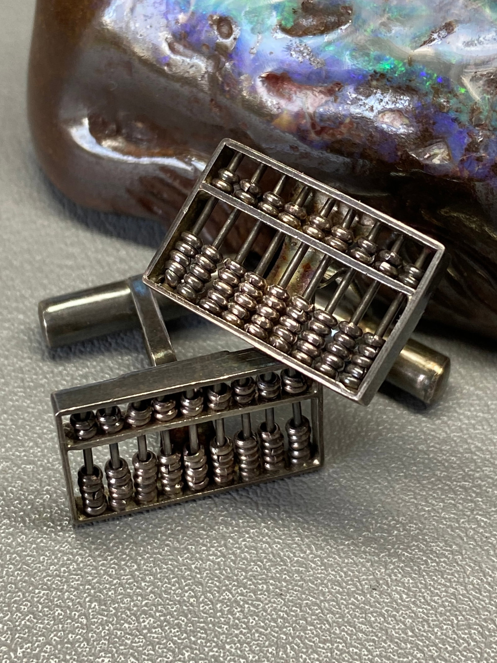 A Pair of Chinese Export Sterling Silver Abacus Cufflinks, Republic Period - 2