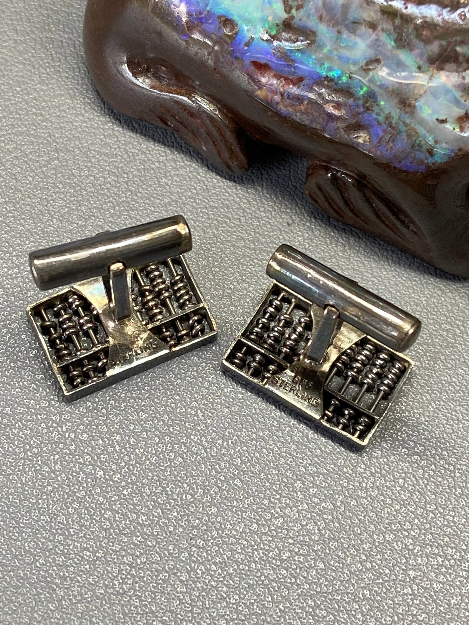 A Pair of Chinese Export Sterling Silver Abacus Cufflinks, Republic Period - 3