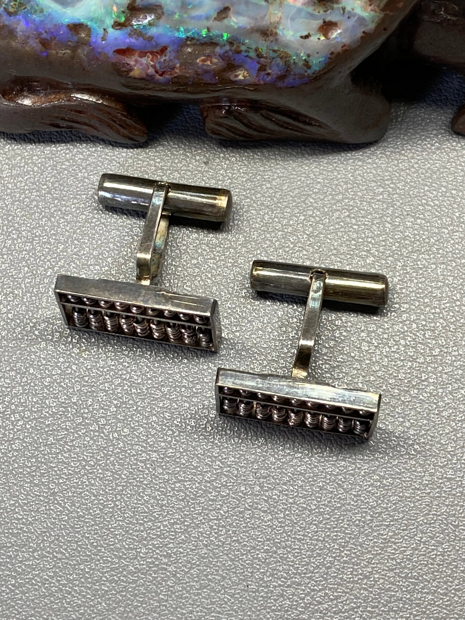 A Pair of Chinese Export Sterling Silver Abacus Cufflinks, Republic Period - 4