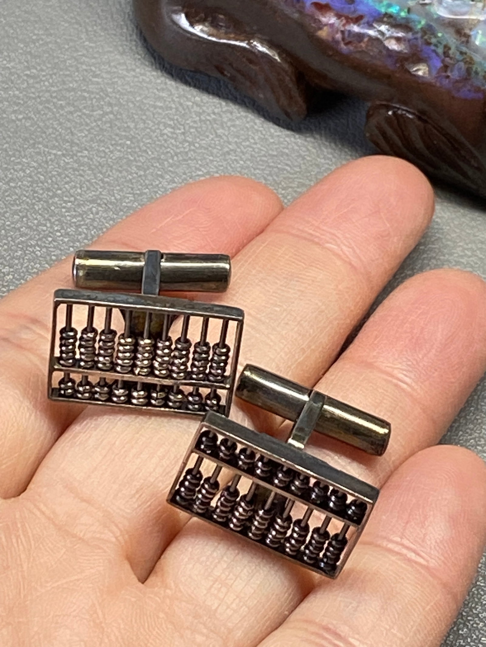 A Pair of Chinese Export Sterling Silver Abacus Cufflinks, Republic Period - 6