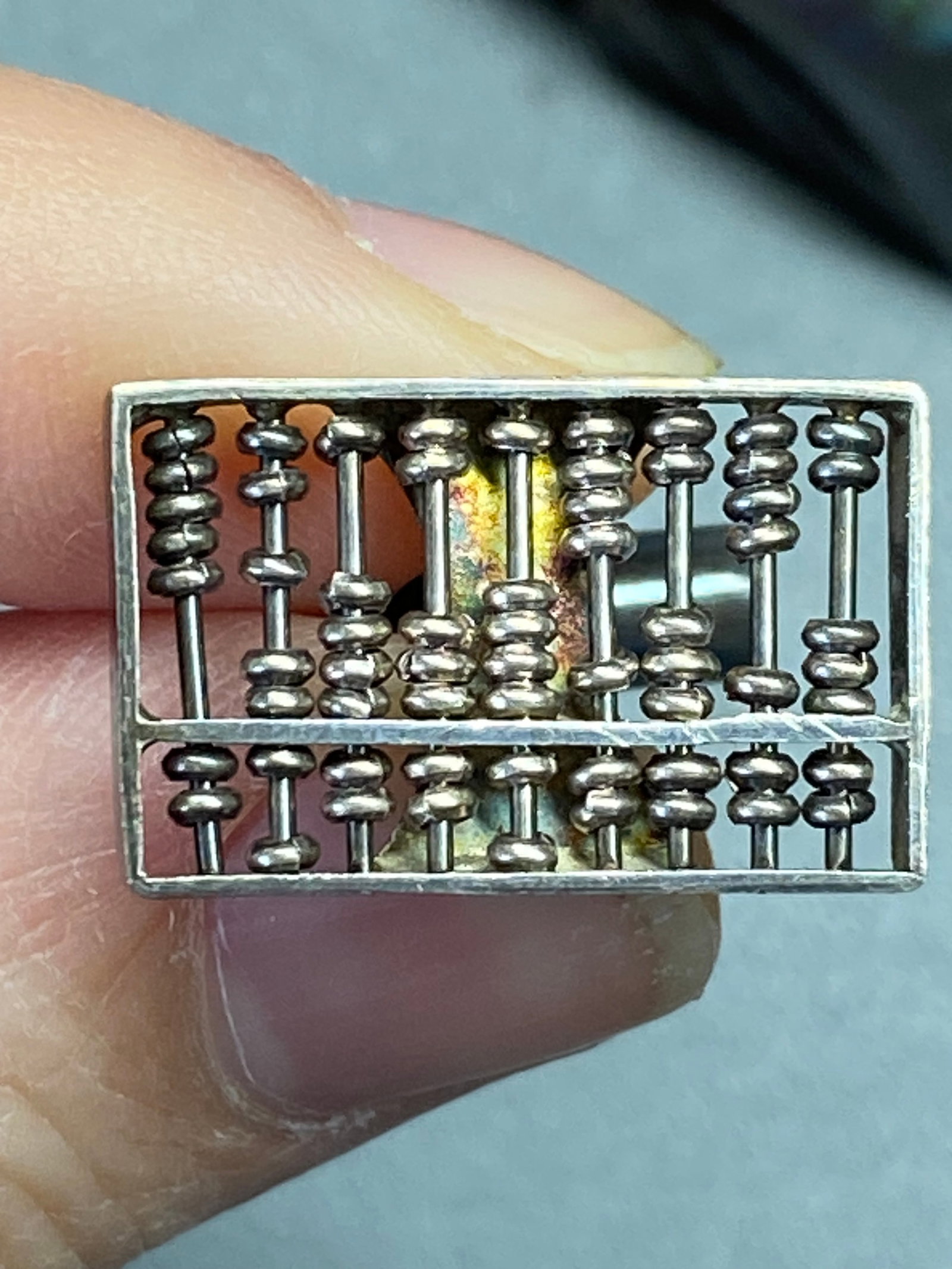A Pair of Chinese Export Sterling Silver Abacus Cufflinks, Republic Period - 9