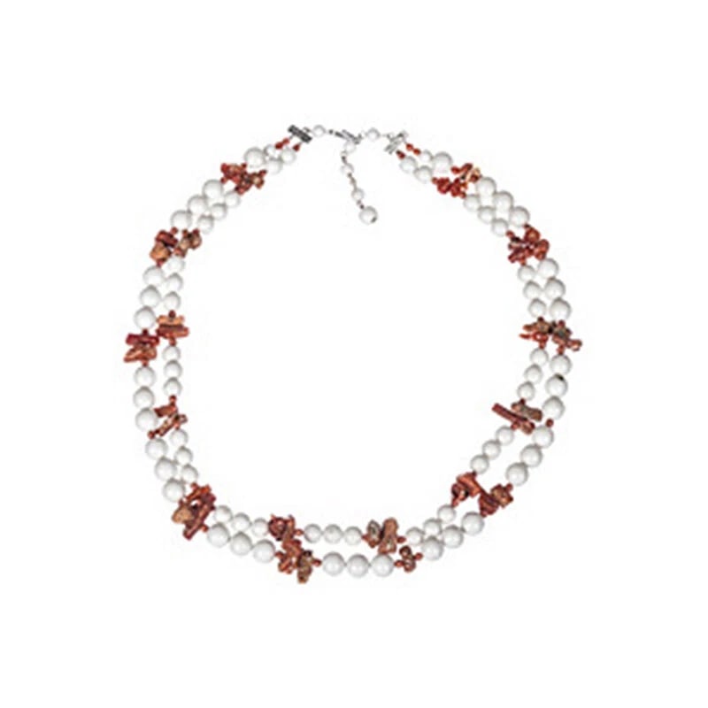 Red Coral and Plastic Beaded Necklace - 3