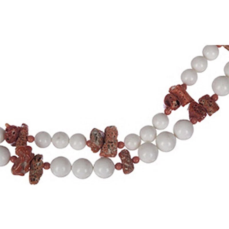 Red Coral and Plastic Beaded Necklace - 4