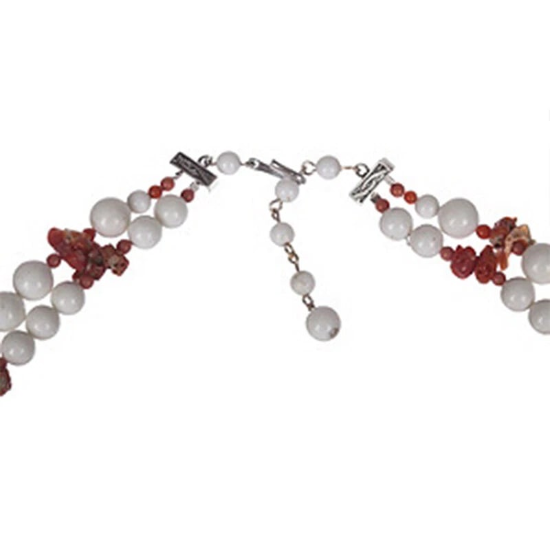 Red Coral and Plastic Beaded Necklace - 5