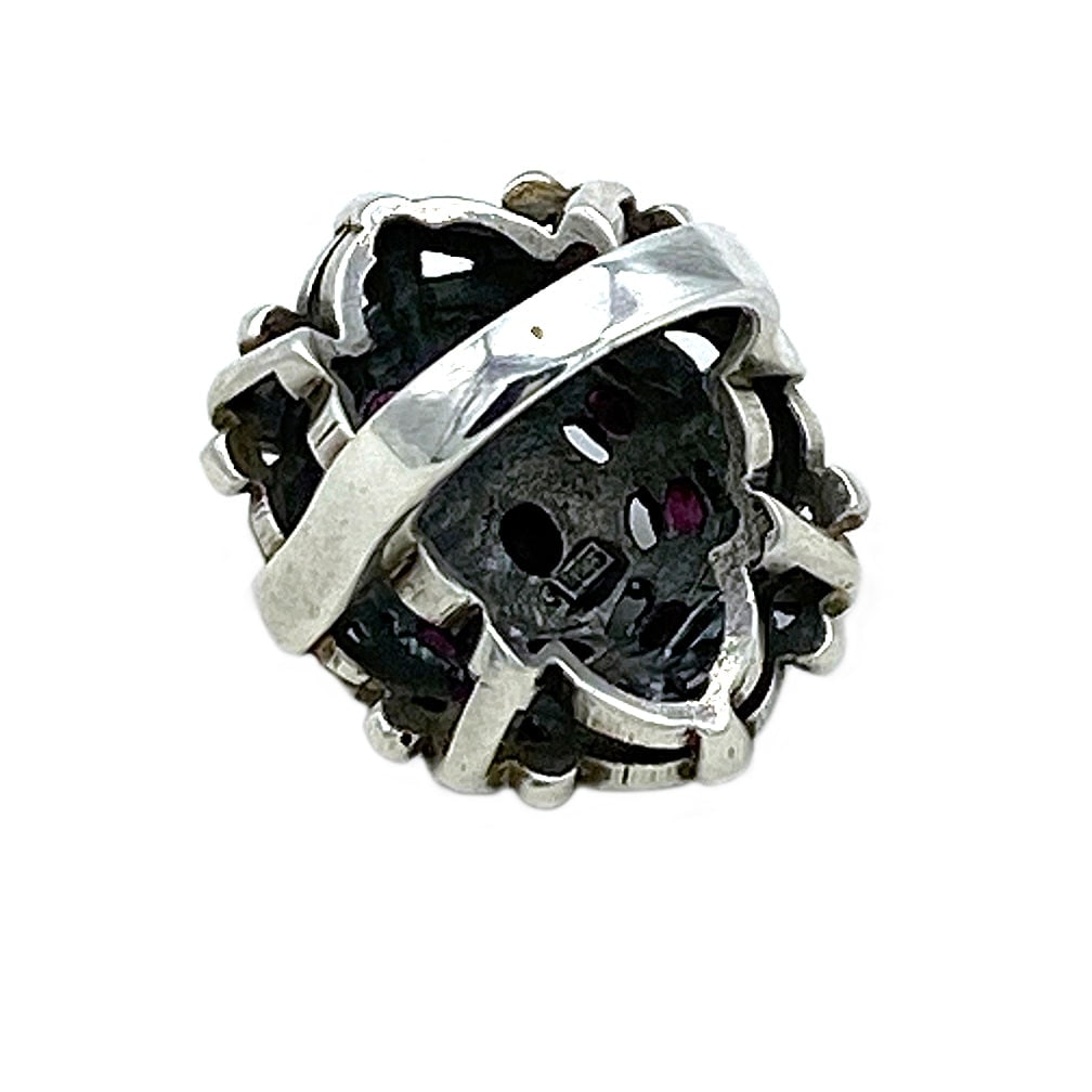 Ruby and Marcasite Sterling Cocktail Ring - 3