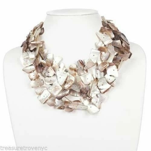 Treasure Trove NYC Pink and White Mother of Pearl Shell Necklace: Title:Treasure Trove NYC Pink and White Mother of Pearl Shell Necklace Description:Jewelry Information Brand, Seller, or Collection Name Treasure Trove NYC Metal stamp Not stamped Metal Costume