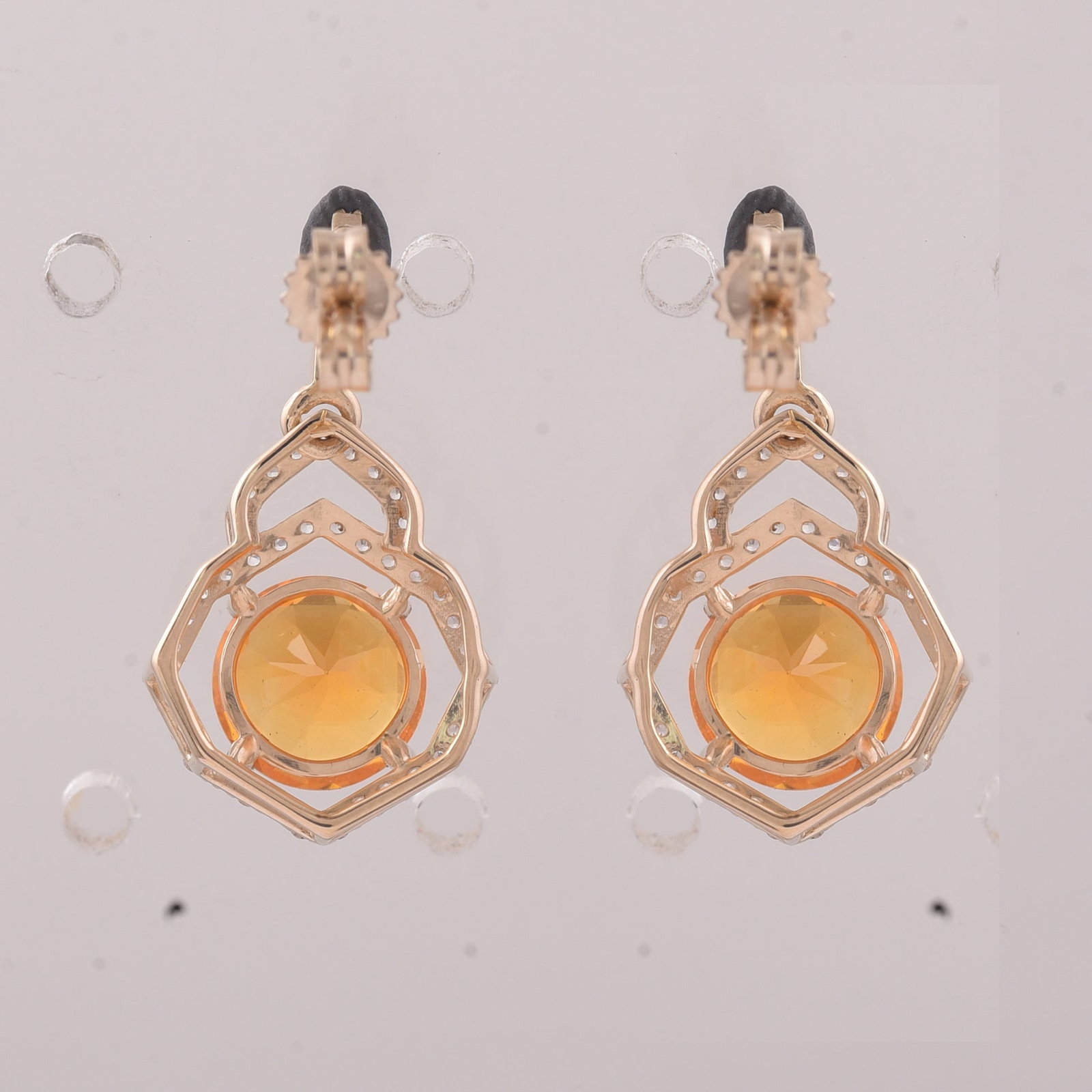2.10 Ct Round Br.Opal 9K Gold Earrings - 2