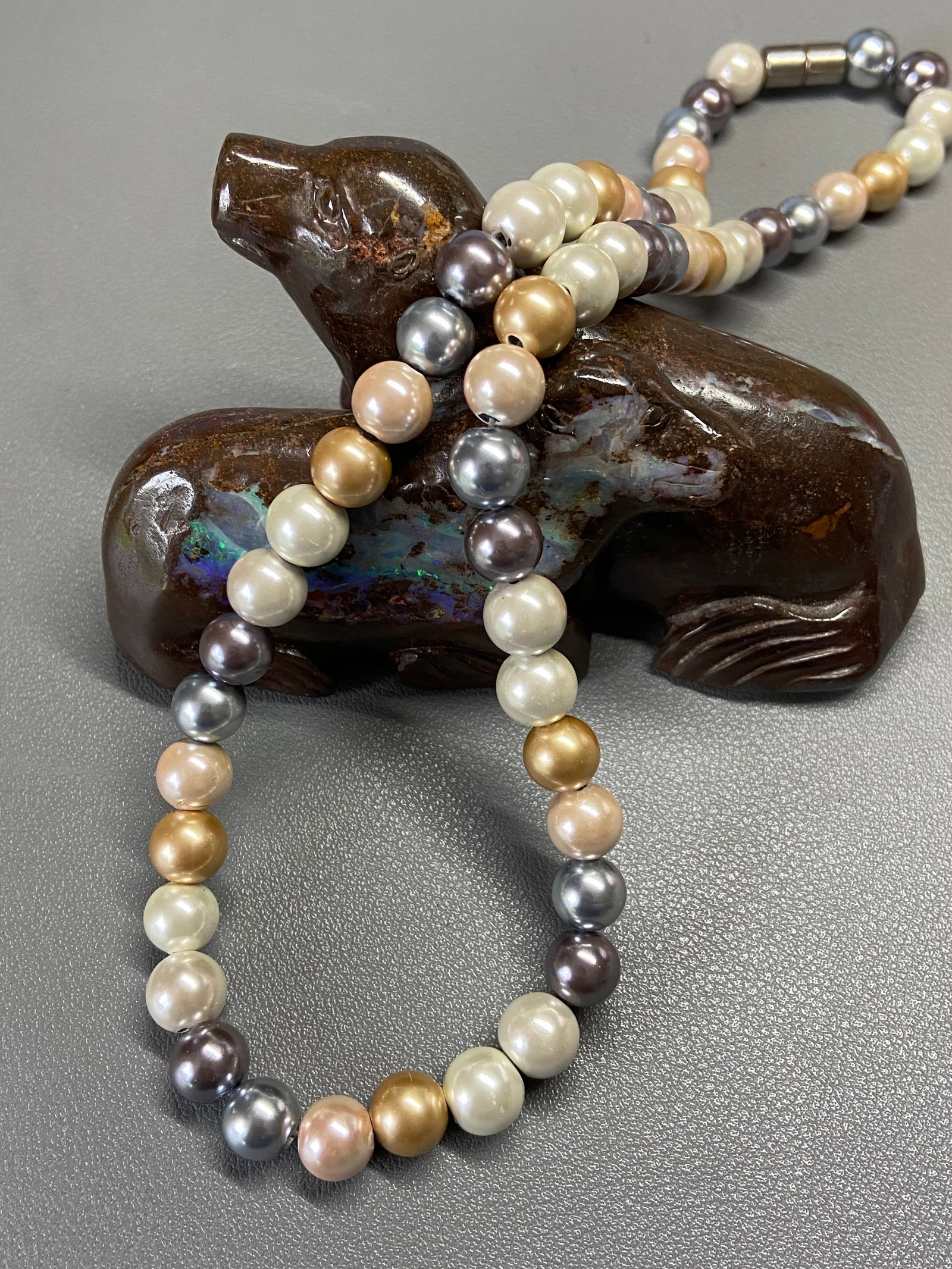 Multi-Color Magnetic Simulated Pearl Necklace - 2