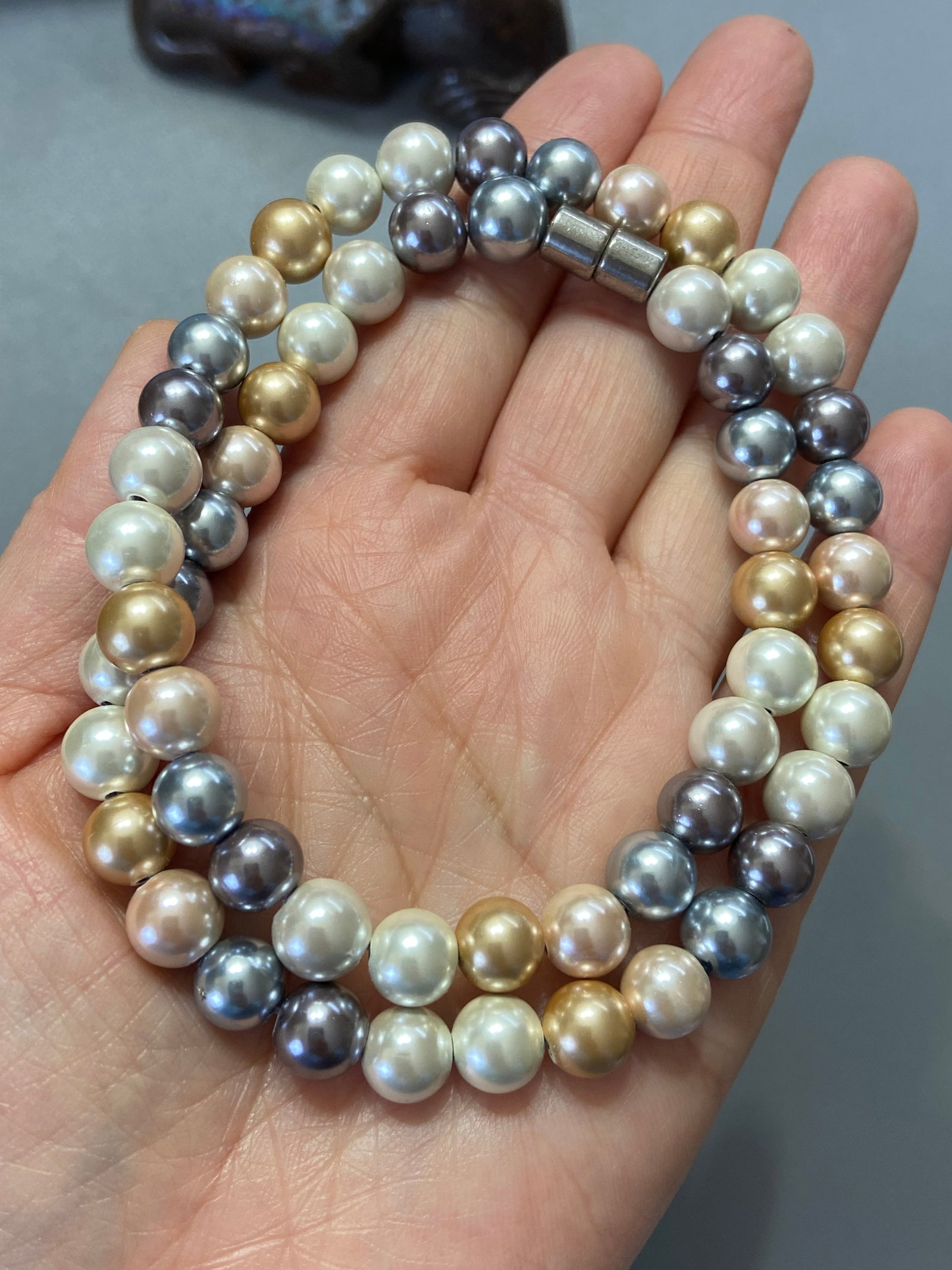 Multi-Color Magnetic Simulated Pearl Necklace - 9